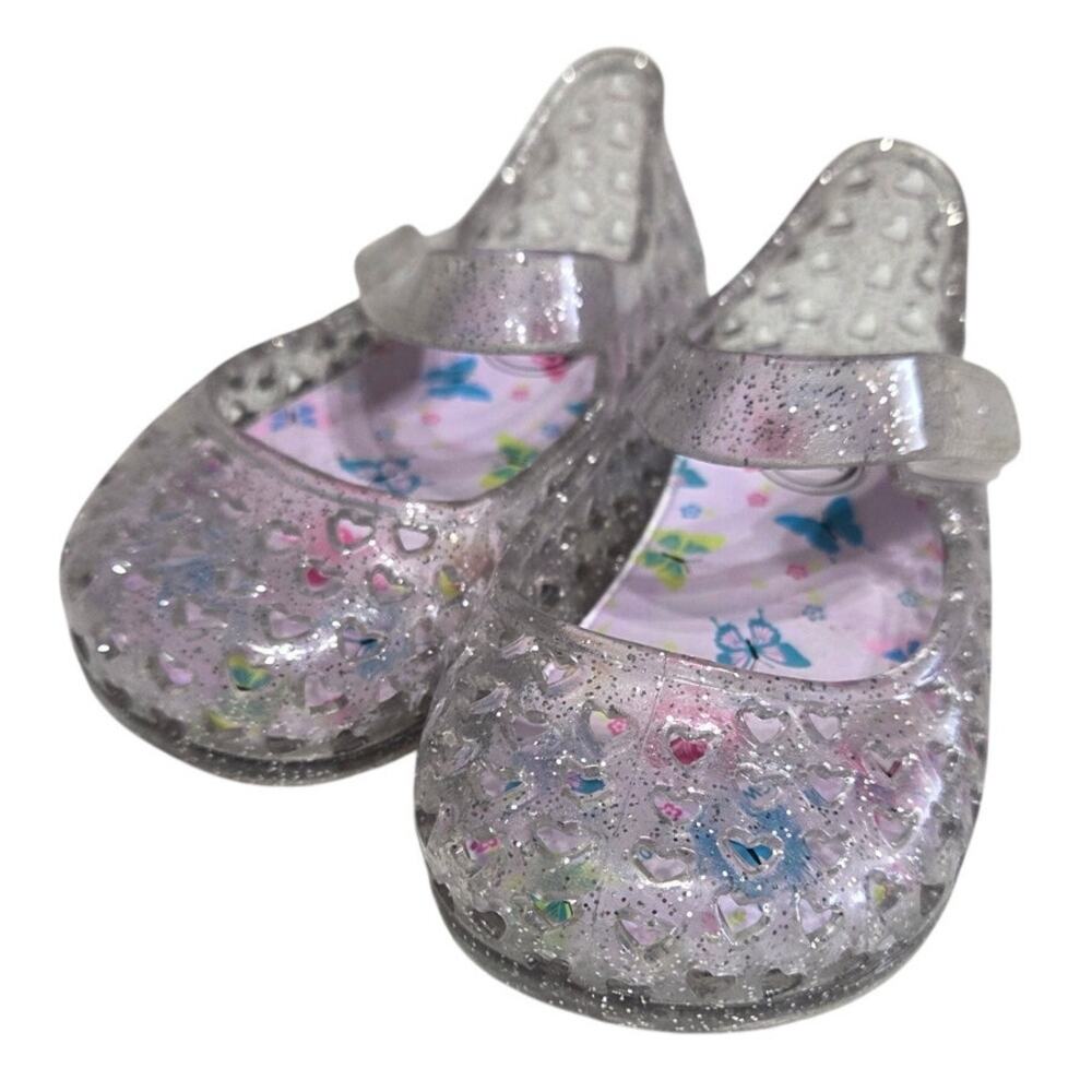 NWOT Clear Glitter Butterfly Jelly Shoes - Wonder Nation - Toddler 3